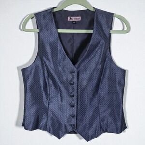 VTG Sterling Collection Saddleseat Vest Women‎ Size 10 Blue Geometric Horse Show
